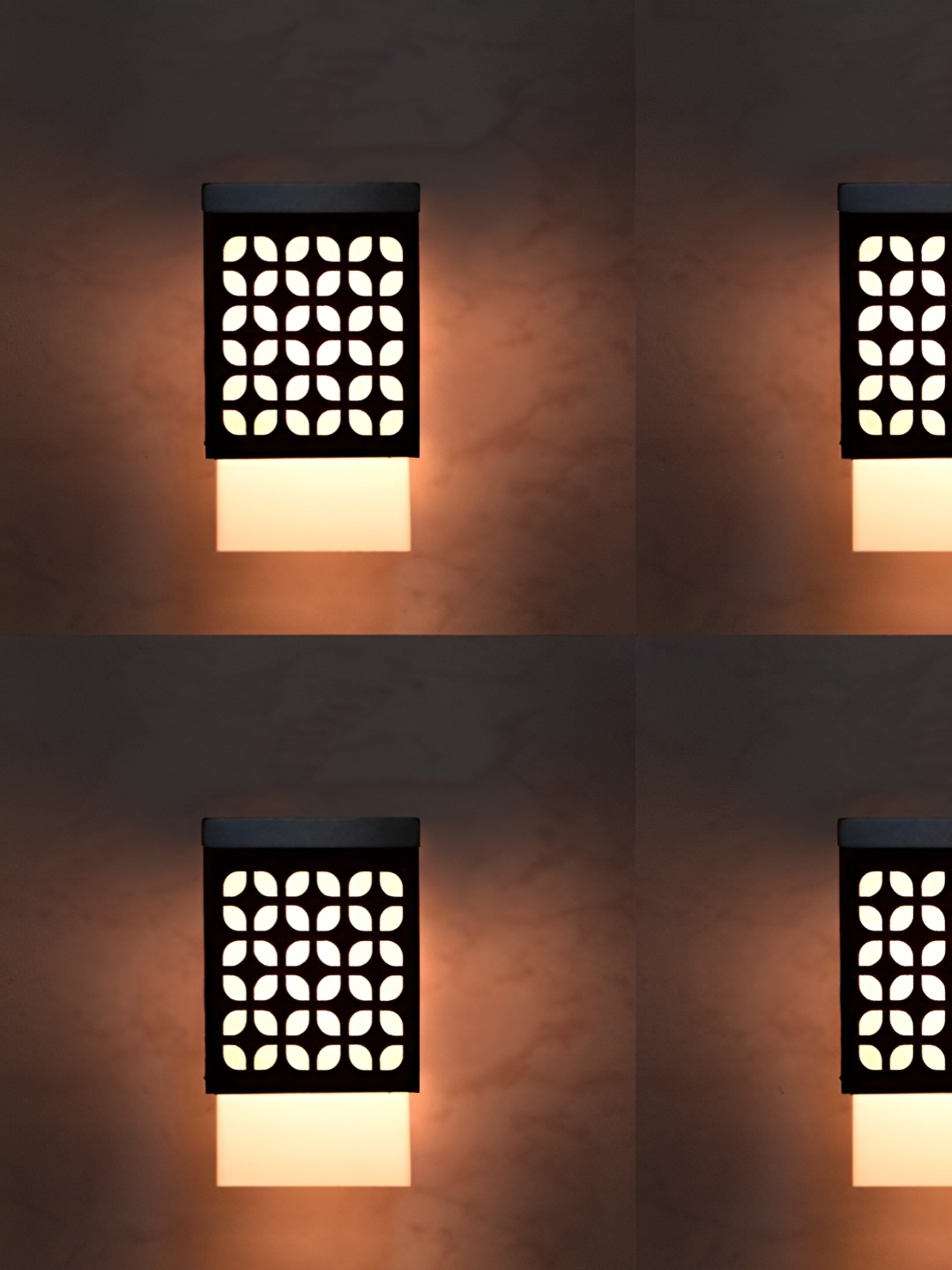 

Gojeeva Black & White 4 Pieces Textured Square Shaped Wooden Ceiling Wall Lamps