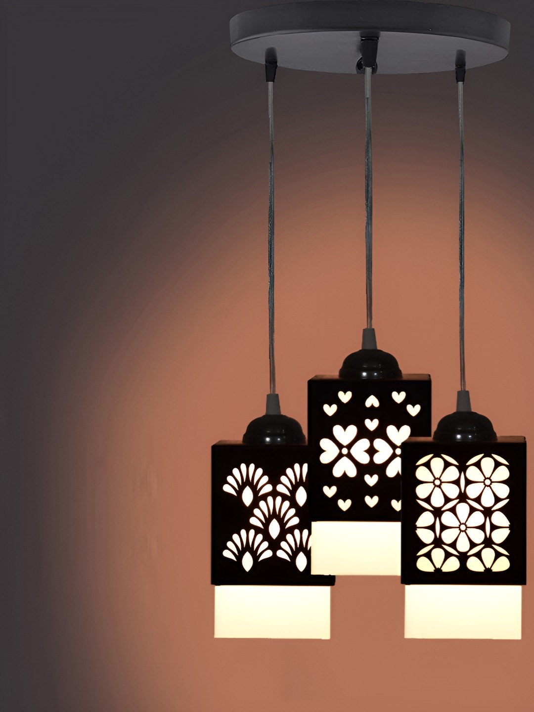 

Gojeeva Zup Black & White Textured Wooden Square Shaped Contemporary Ceiling Lamp