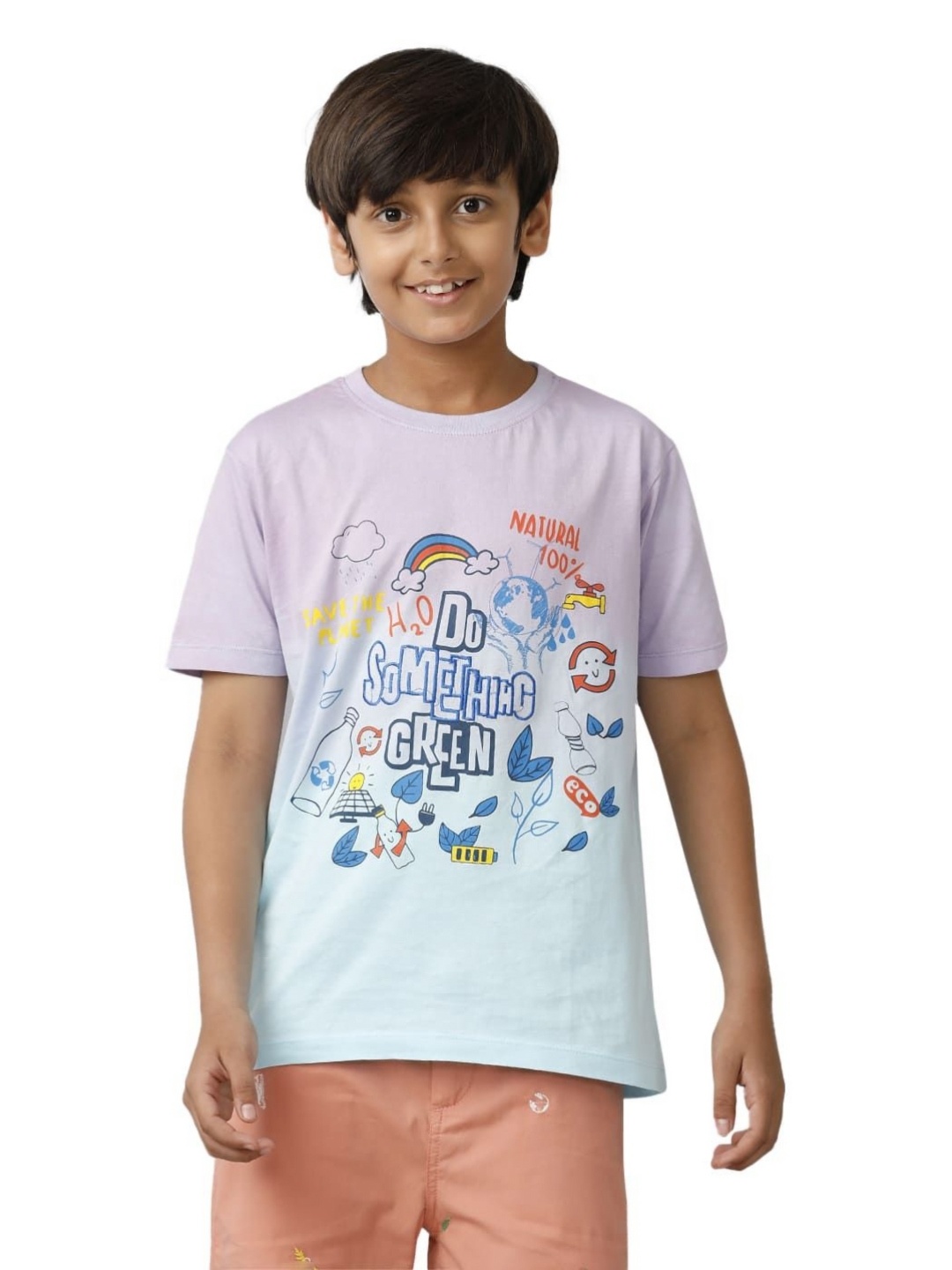 

UNDER FOURTEEN ONLY Boys Typography Printed Round Neck Cotton T-shirt, White