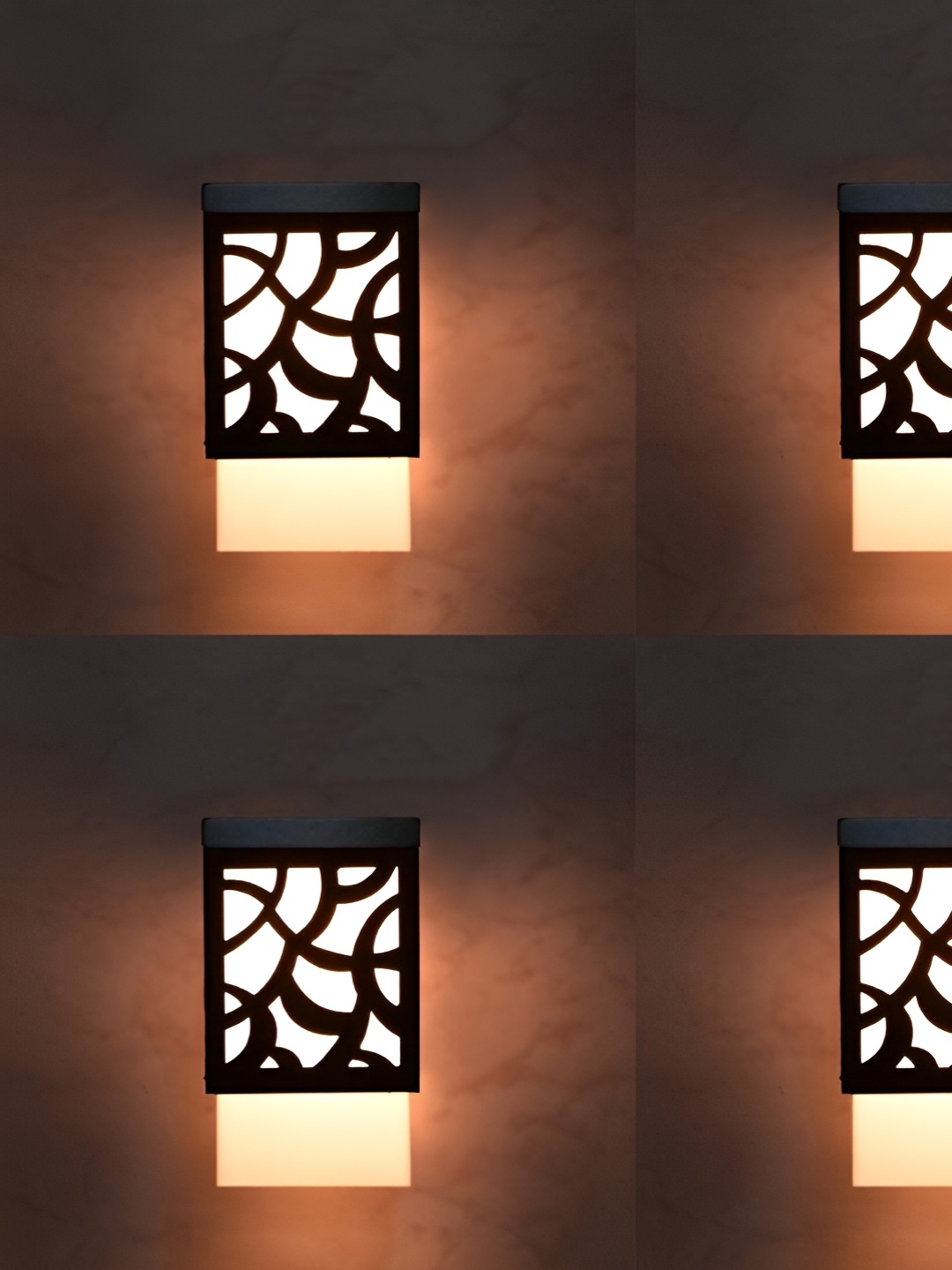 

Gojeeva Black & White4 Pieces Textured Wood Square Shaped Wall Lamps