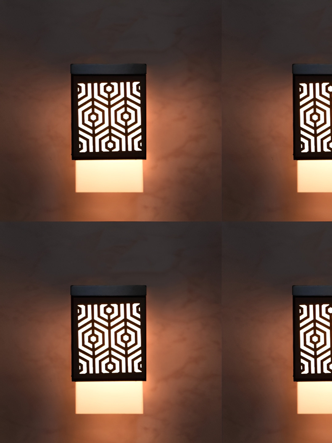 

Gojeeva Black & White 4 Pieces Textured Square Shaped Wooden Ceiling Wall Lamps