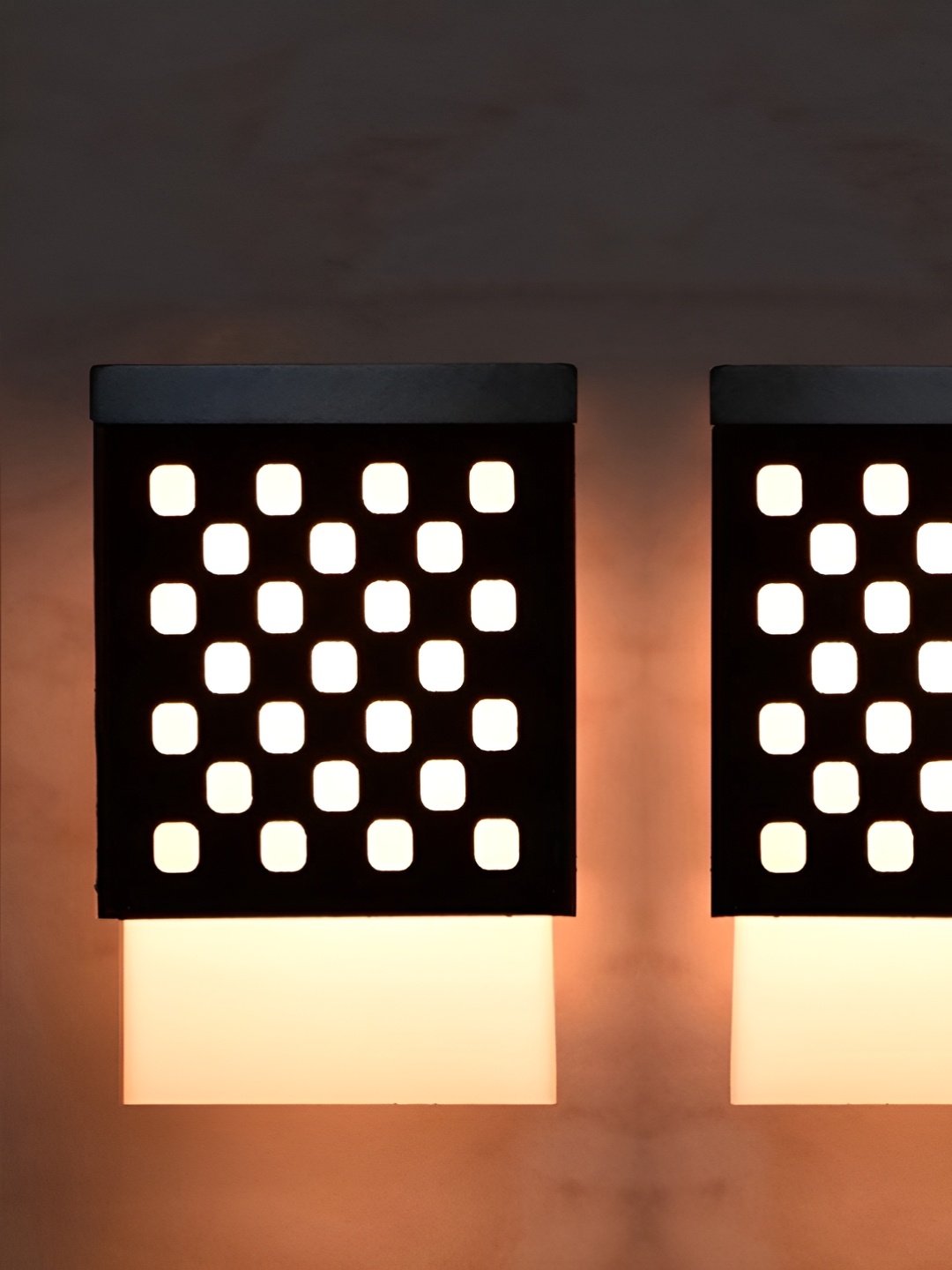 

Gojeeva Black and White 2 Pcs Wooden Textured Contemporary Square Shaped Wall Lamps