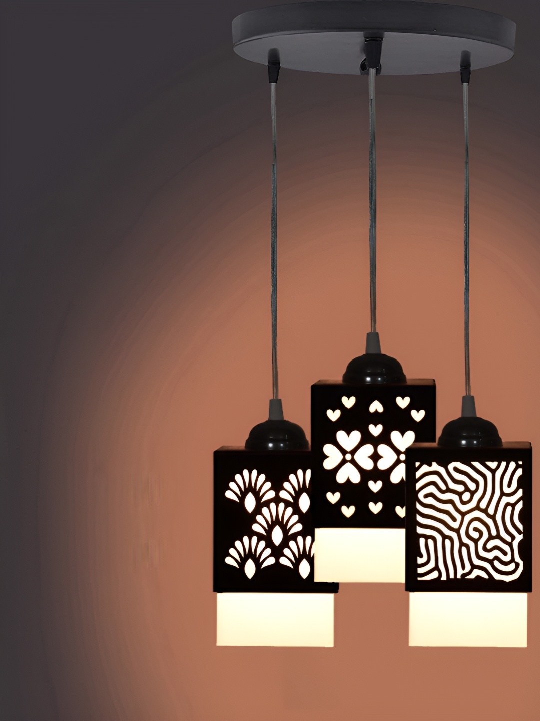 

Gojeeva Black & White Textured Square Shaped Wooden Ceiling Wall Lamps