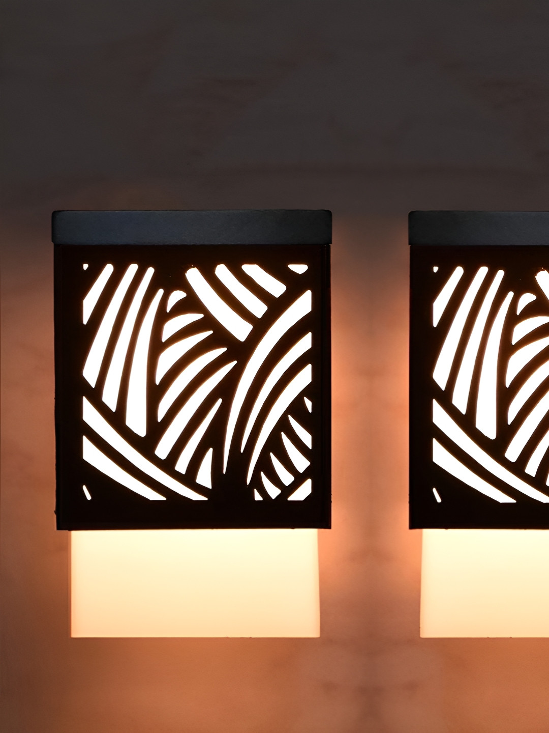 

Gojeeva Black and White 2 Pieces Wooden Textured Square Shaped Contemporary Wall Lamps