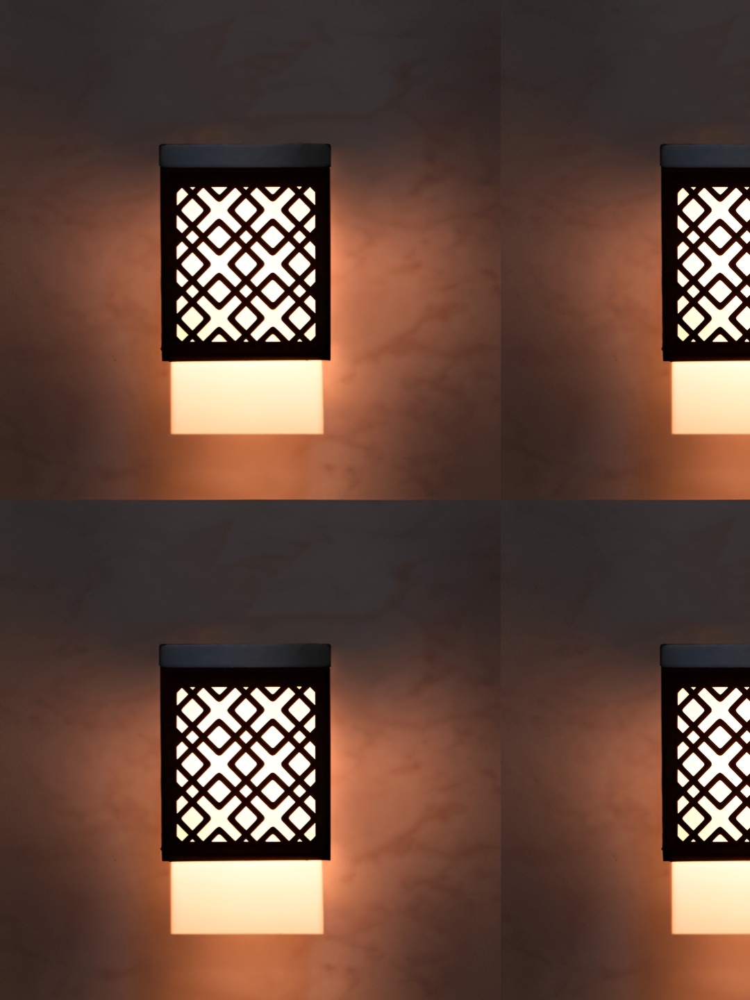 

Gojeeva Black & White 4 Pieces Wooden Textured Square Shaped Ceiling Lamps