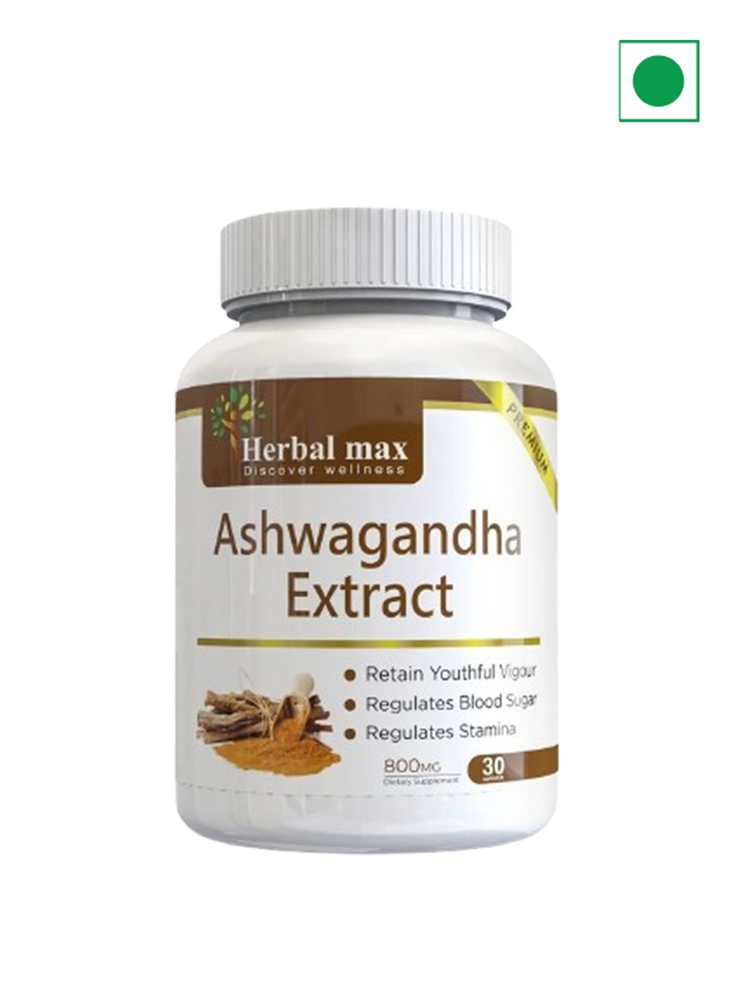

Herbal max Ashwangandha Extract 800 mg Tablets - 30 Tablets, White
