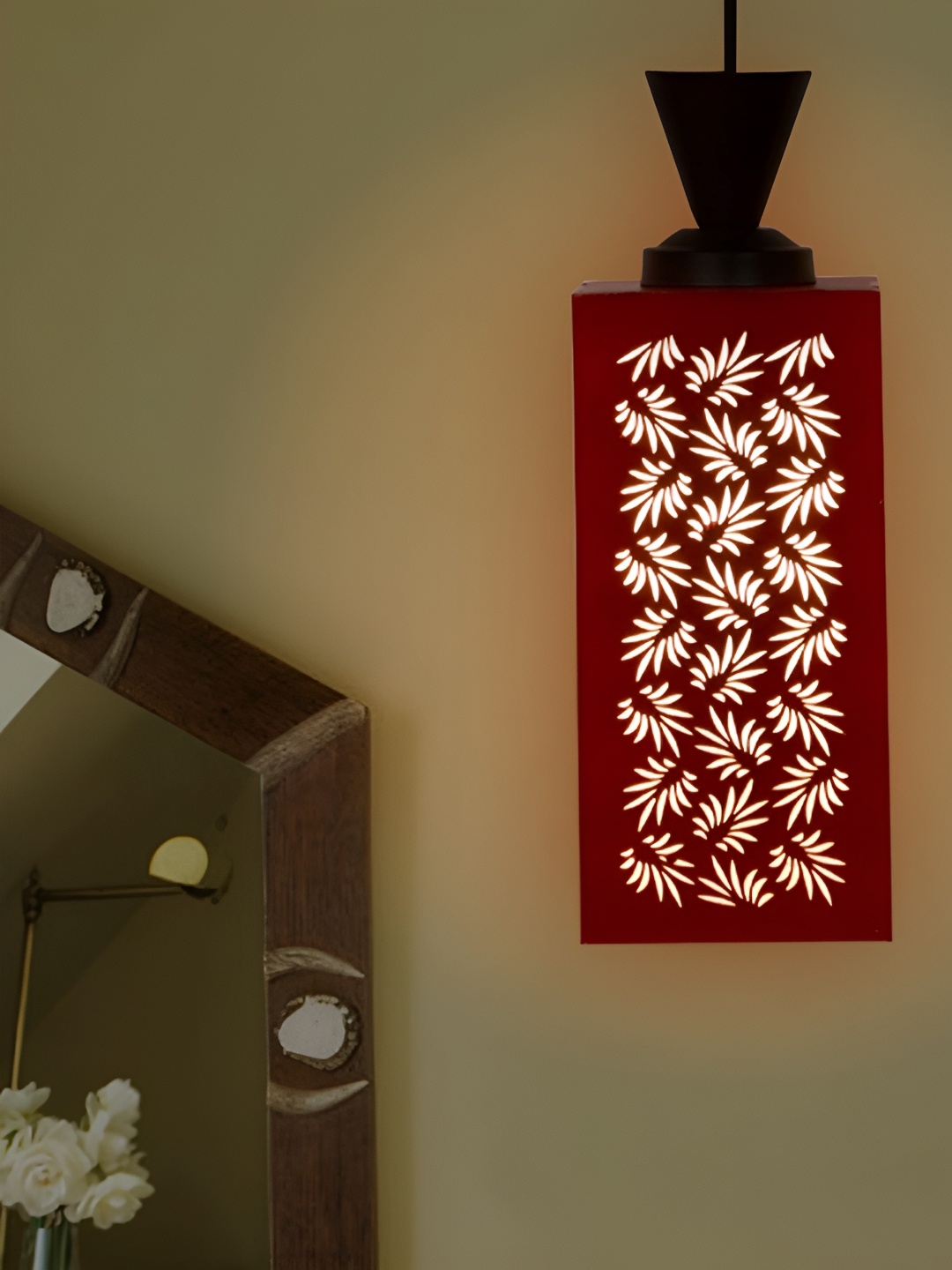 

Gojeeva Red & White Wooden Textured Rectangle Shaped Ceiling Lamps