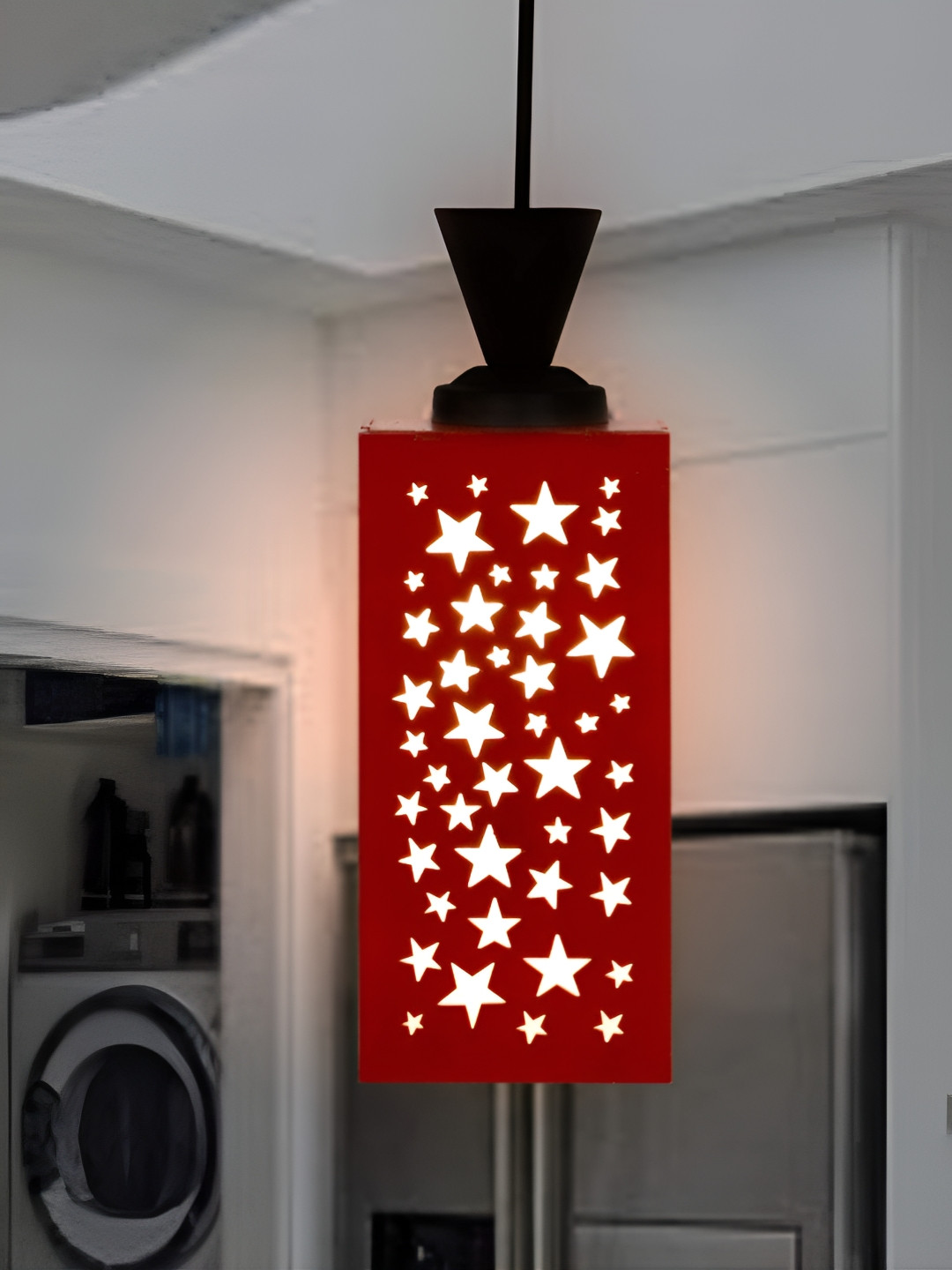 

Gojeeva Red Wood Square Shaped Wall Lamp