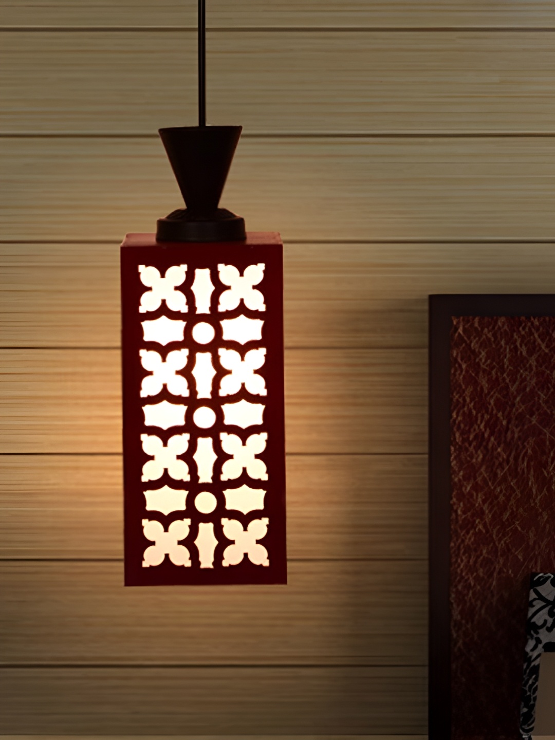 

Gojeeva Red and White Wooden Textured Rectangle Shaped Contemporary Wall Lamp