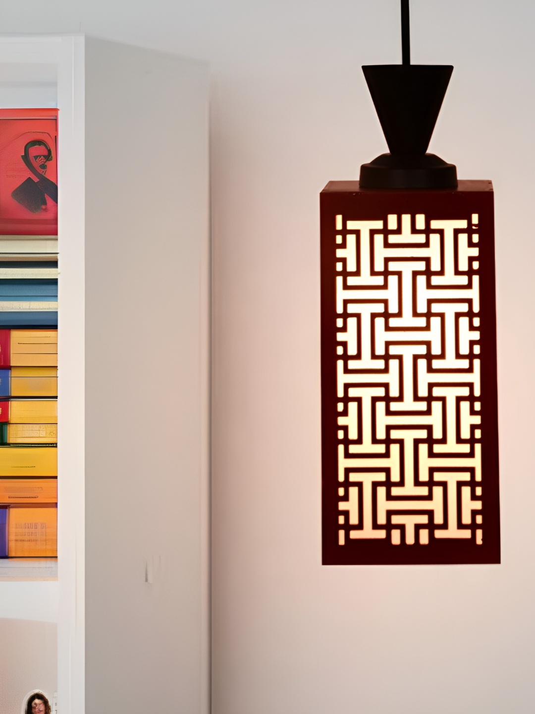 

Gojeeva Red and White Wooden Textured Rectangle Shaped Contemporary Wall Lamp