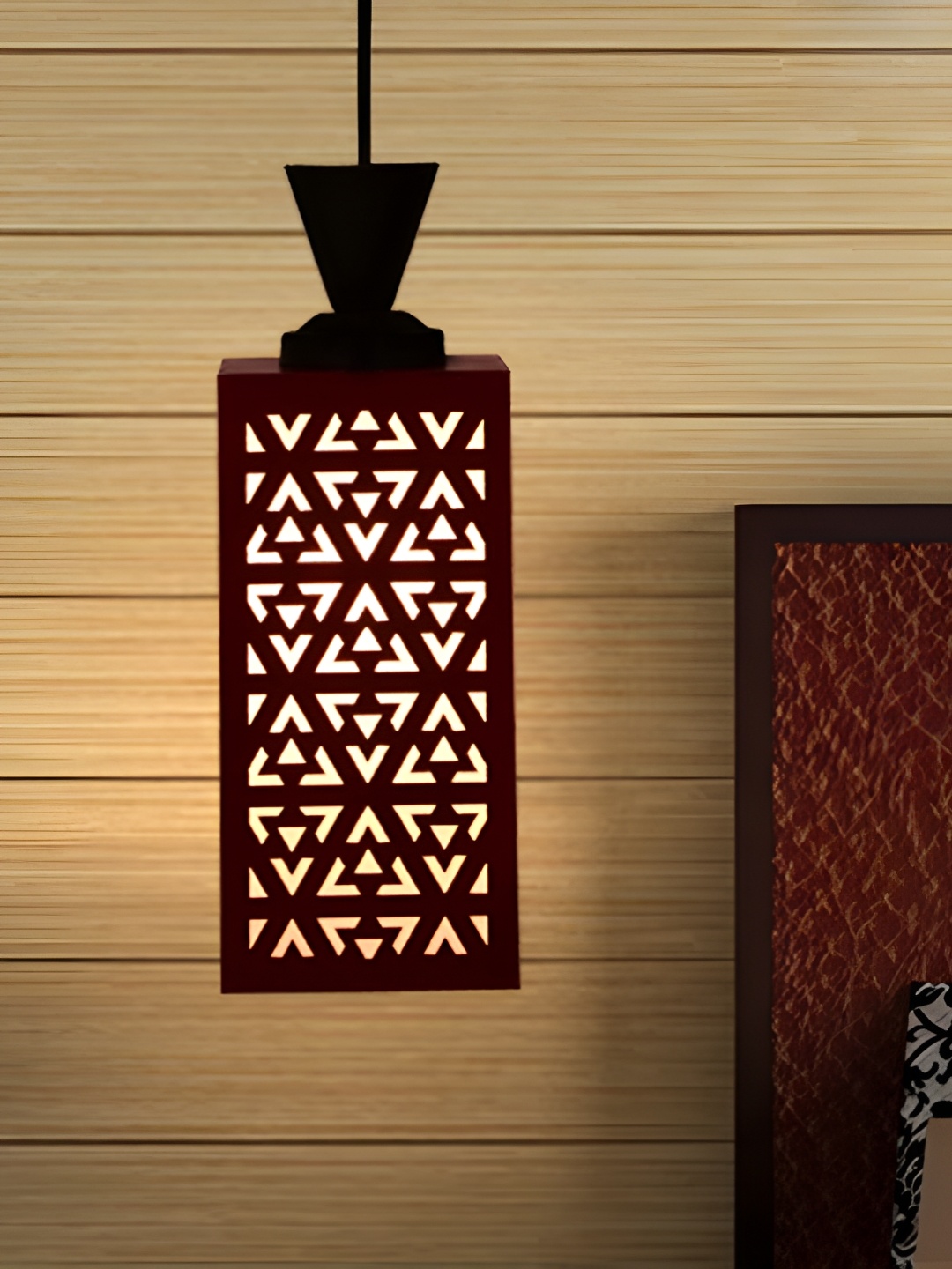 

Gojeeva Red and White Wooden Textured Rectangle Shaped Contemporary Wall Lamp