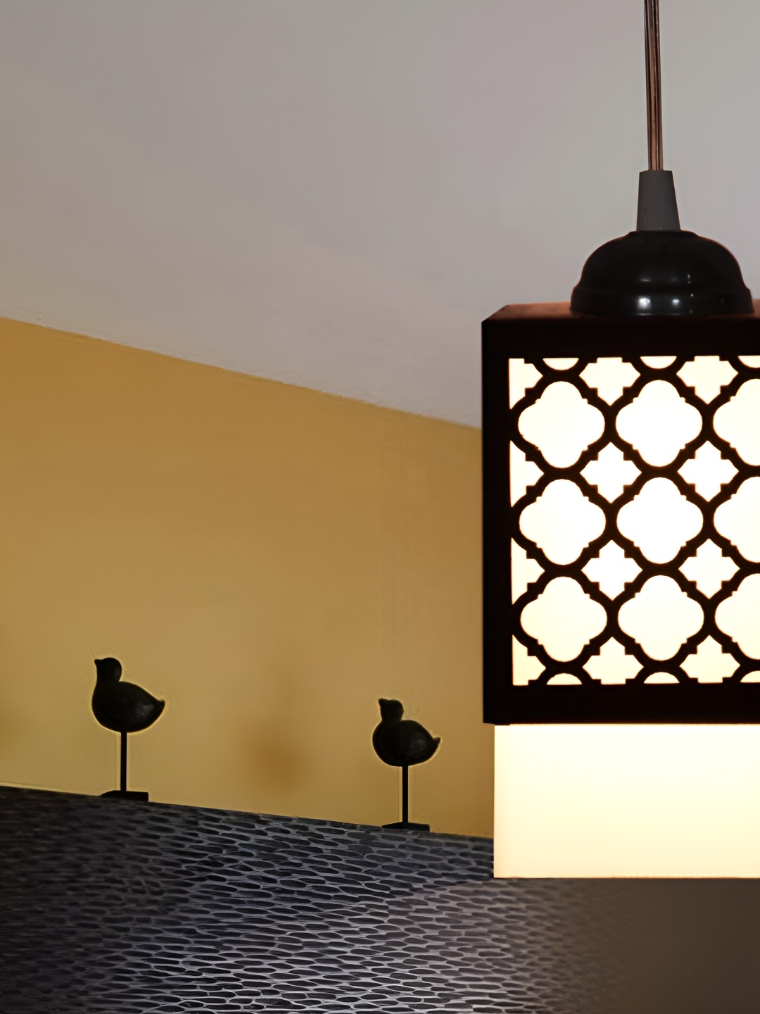 

Gojeeva Black & White Textured Square Shaped Wooden Ceiling Wall Lamp