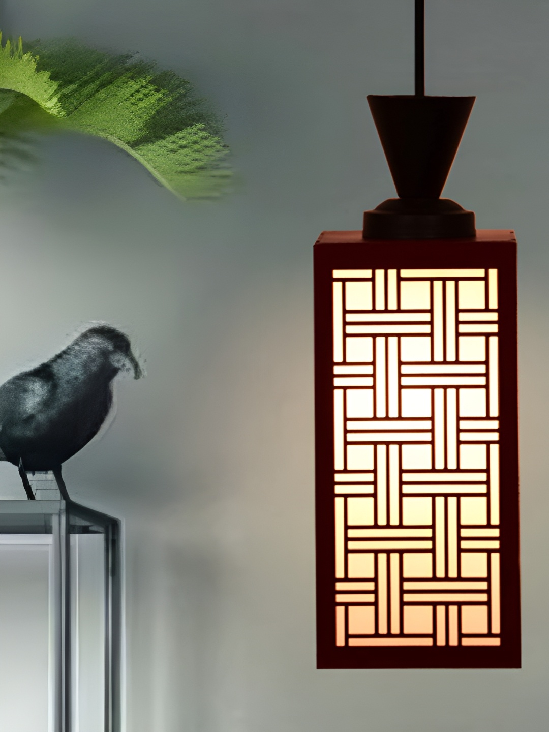

Gojeeva Red Wood Square Shaped Wall Lamp