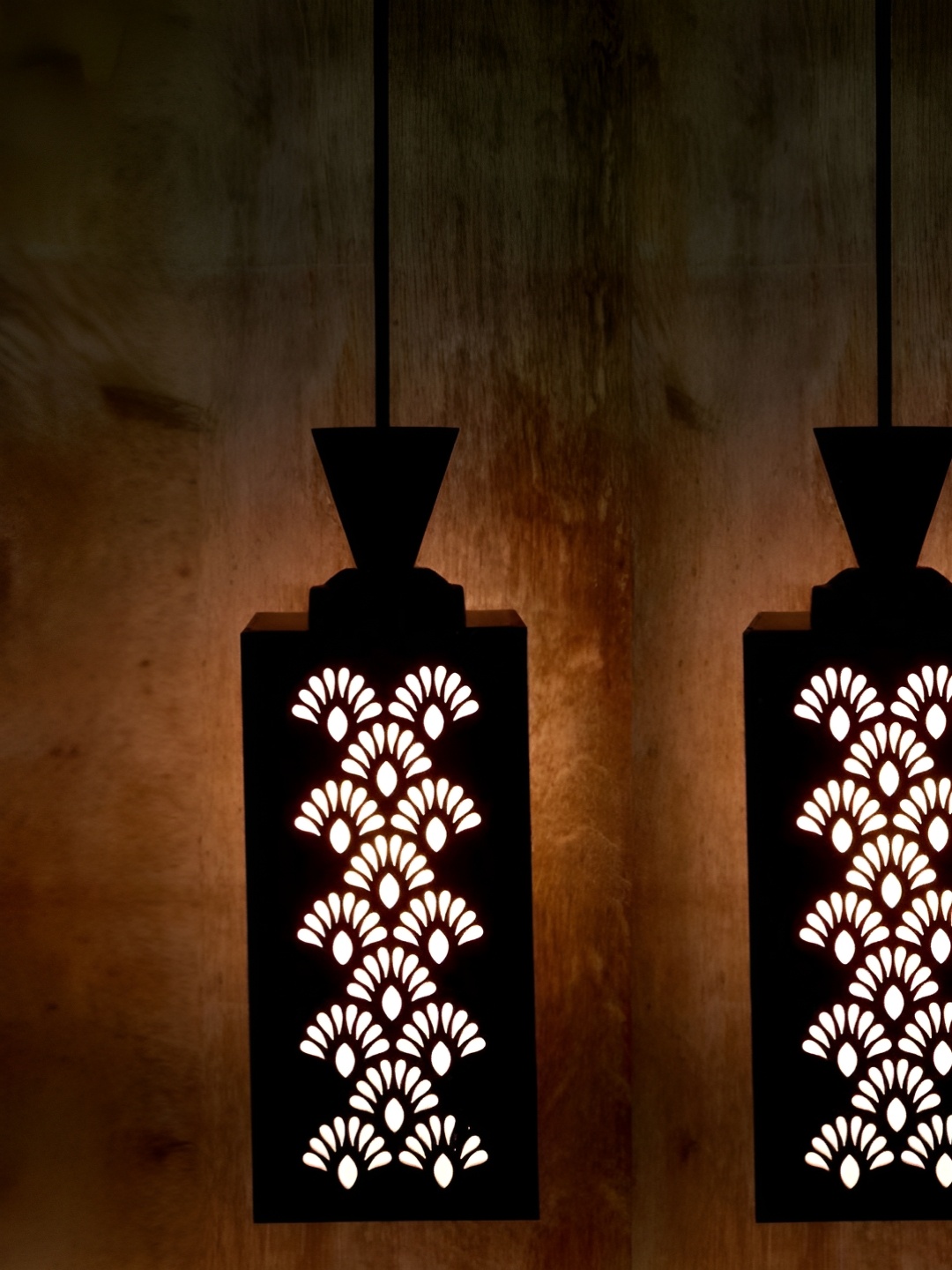 

Gojeeva Black & White 2 Pieces Wooden Rectangle Shaped Ceiling Lamp