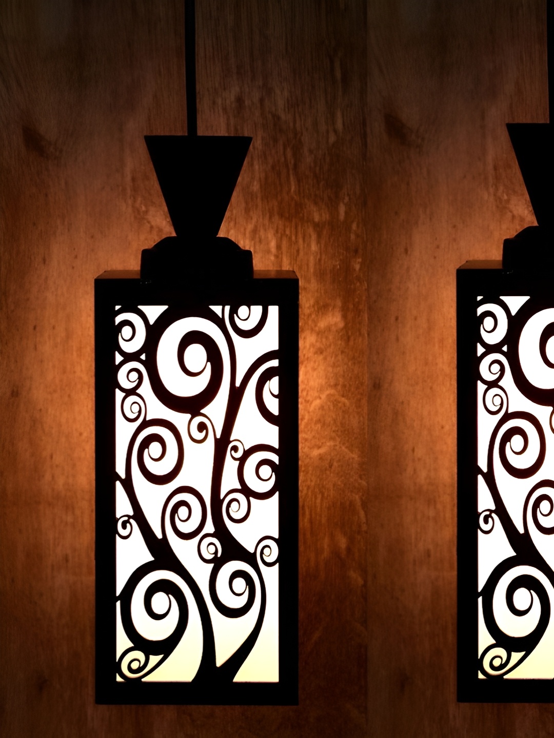 

Gojeeva Black & White Textured Rectangle Shaped Contemporary Wooden Hanging Wall Lamp