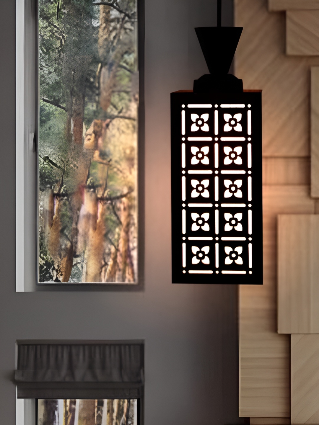 

Gojeeva Black and White Wooden Textured Rectangle Shaped Contemporary Wall Lamp