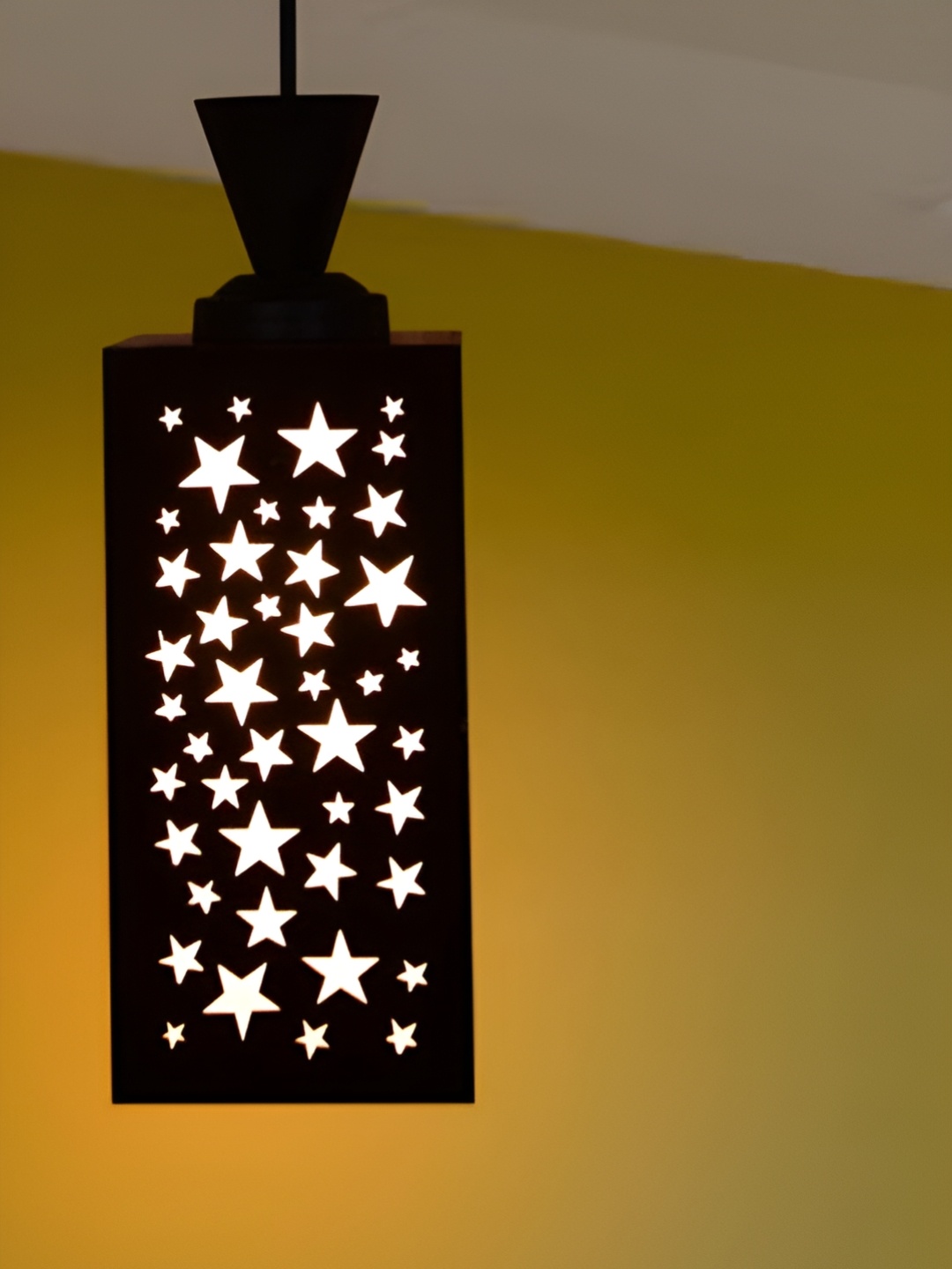 

Gojeeva Black & White Textured Rectangle Shaped Contemporary Wooden Hanging Wall Lamp