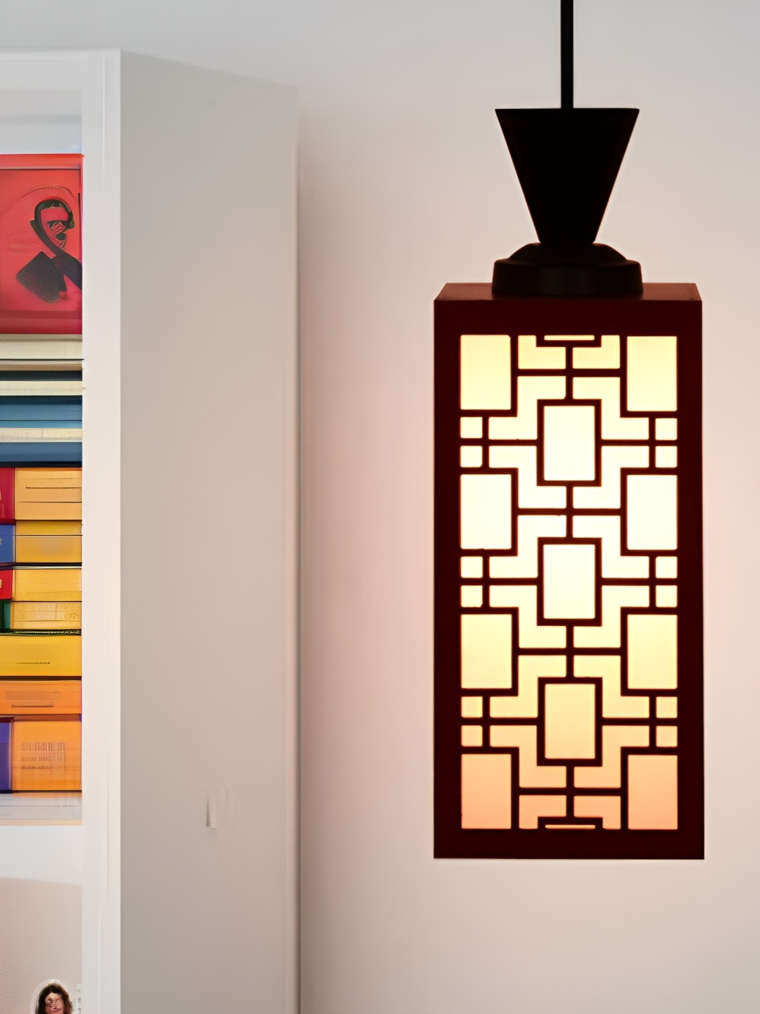 

Gojeeva Red and White Wooden Textured Rectangle Shaped Contemporary Wall Lamp