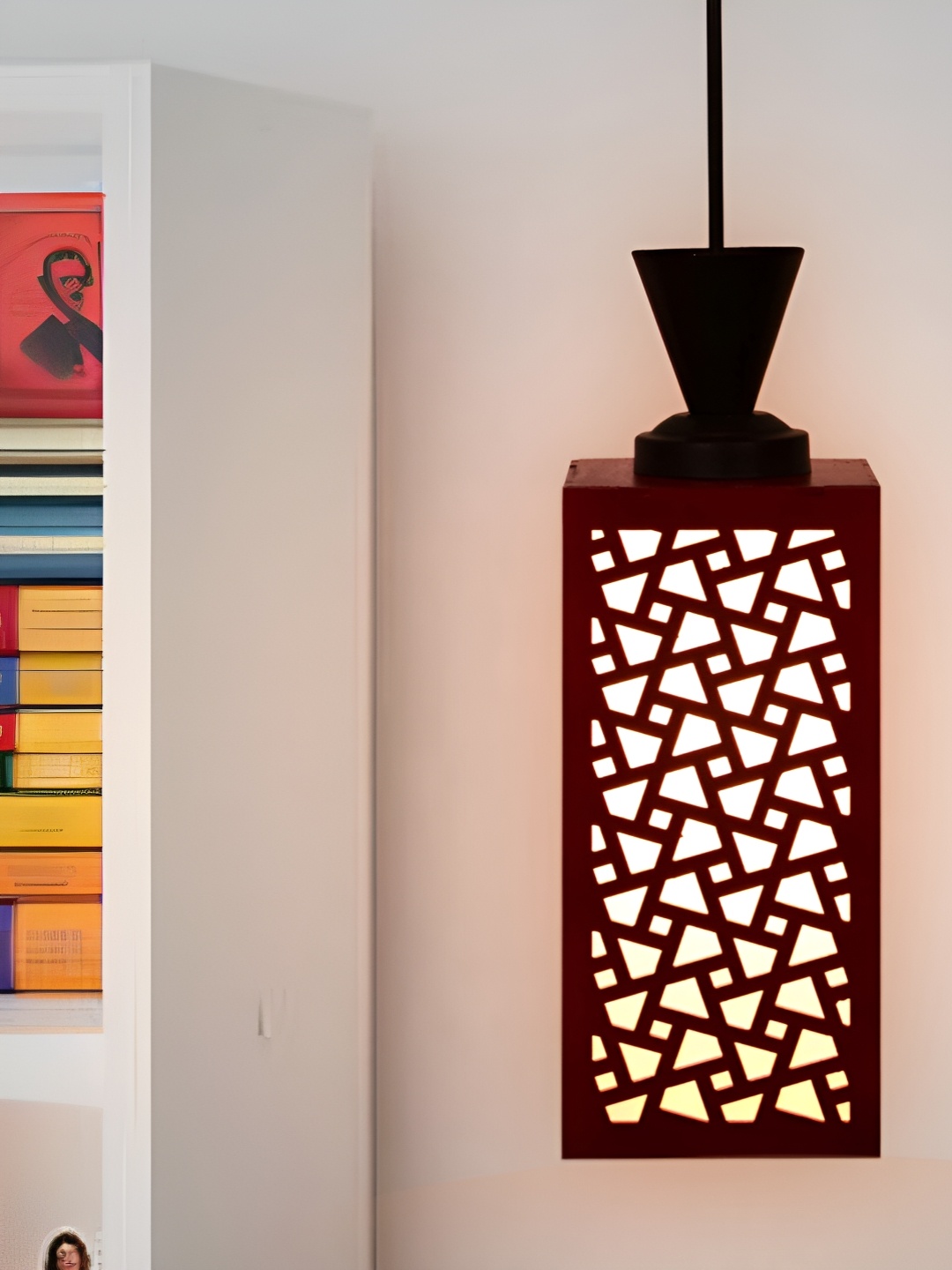 

Gojeeva Red and White Wooden Textured Rectangle Shaped Contemporary Wall Lamp