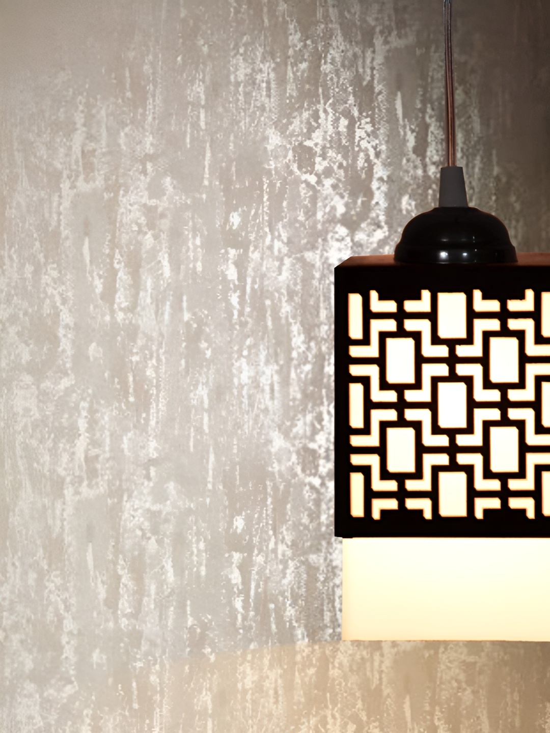 

Gojeeva Black & White Wooden Textured Square Shaped Ceiling Lamps