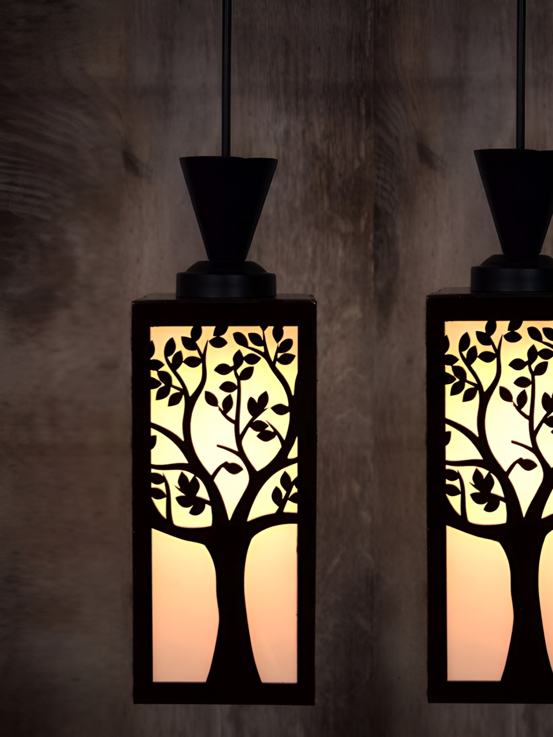 

Gojeeva Black 2 Pieces Wood Square Shaped Wall Lamp