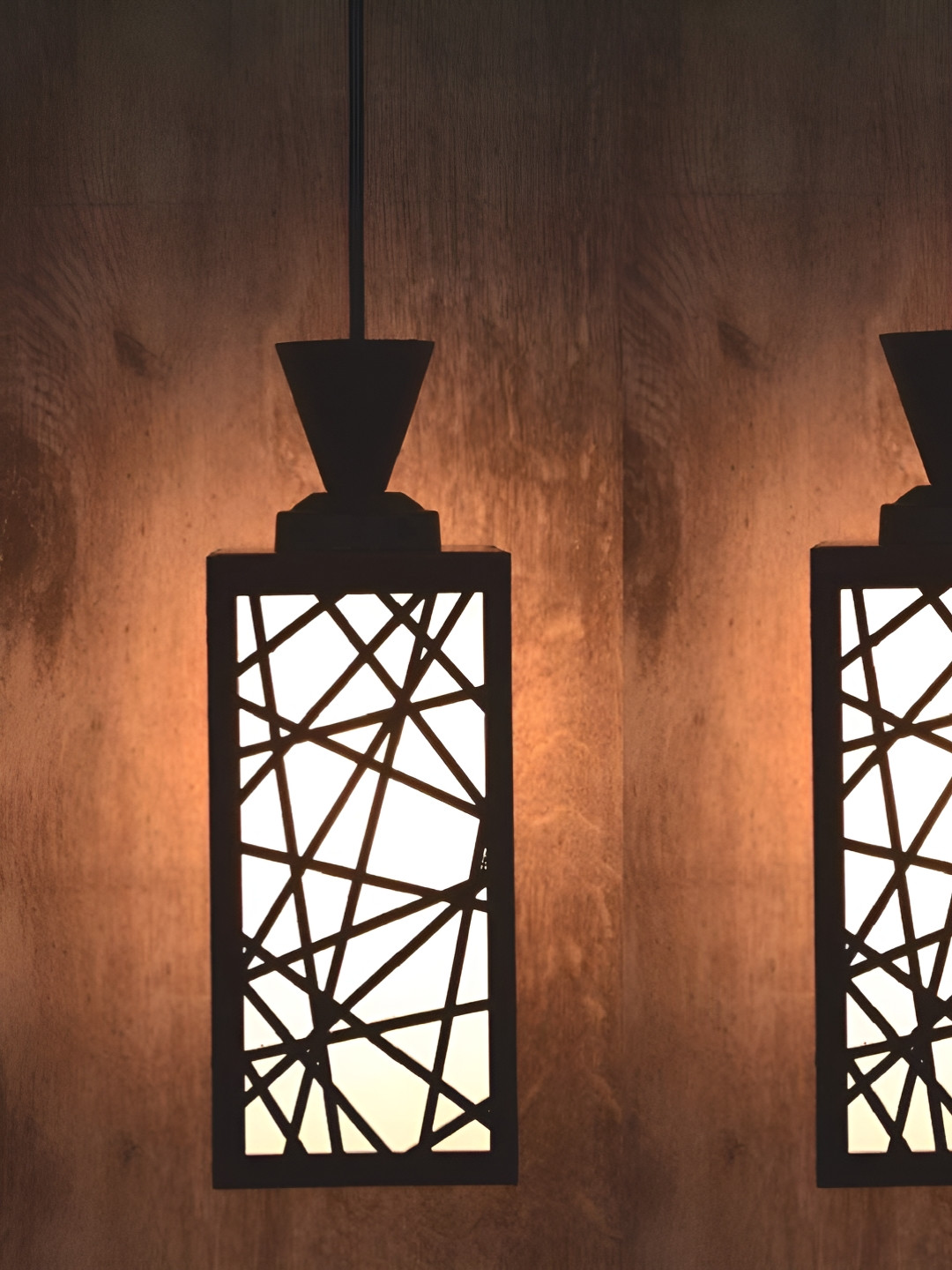 

Gojeeva Black and White 2 Pieces Wooden Textured Rectangle Shaped Contemporary Wall Lamps