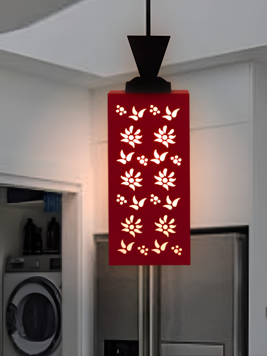 

Gojeeva Red & Black Textured Wooden Square Shaped Contemporary Wall Lamp