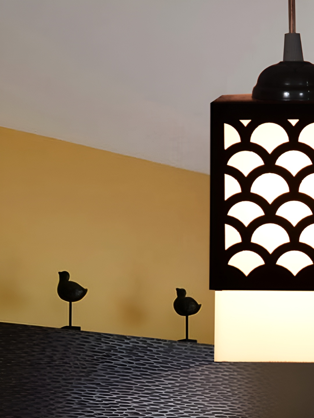 

Gojeeva Black & White Wooden Textured Square Shaped Ceiling Lamps