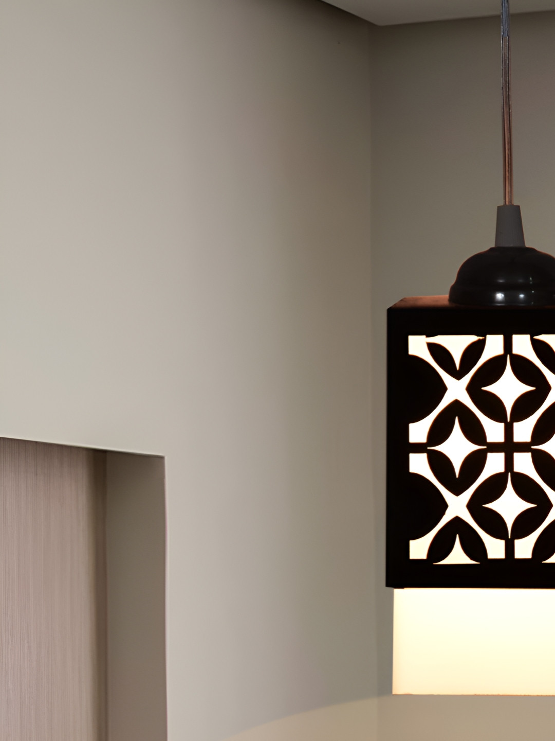 

Gojeeva Black & White Wooden Textured Square Shaped Ceiling Lamps