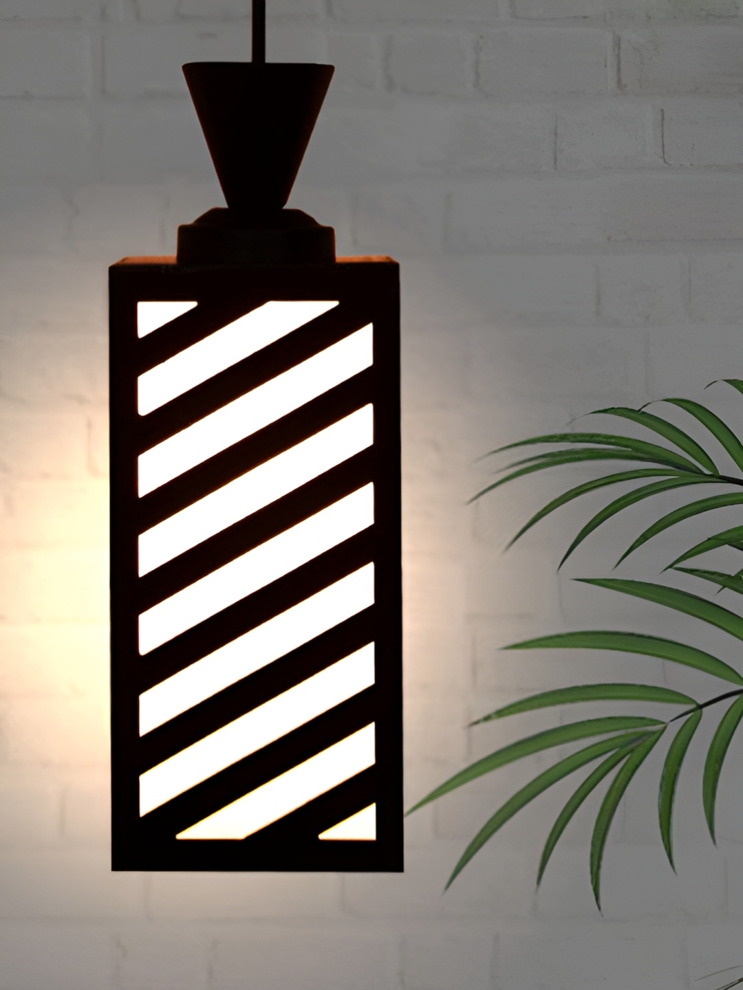 

Gojeeva Black & White Wooden Textured Rectangle Shaped Ceiling Lamps