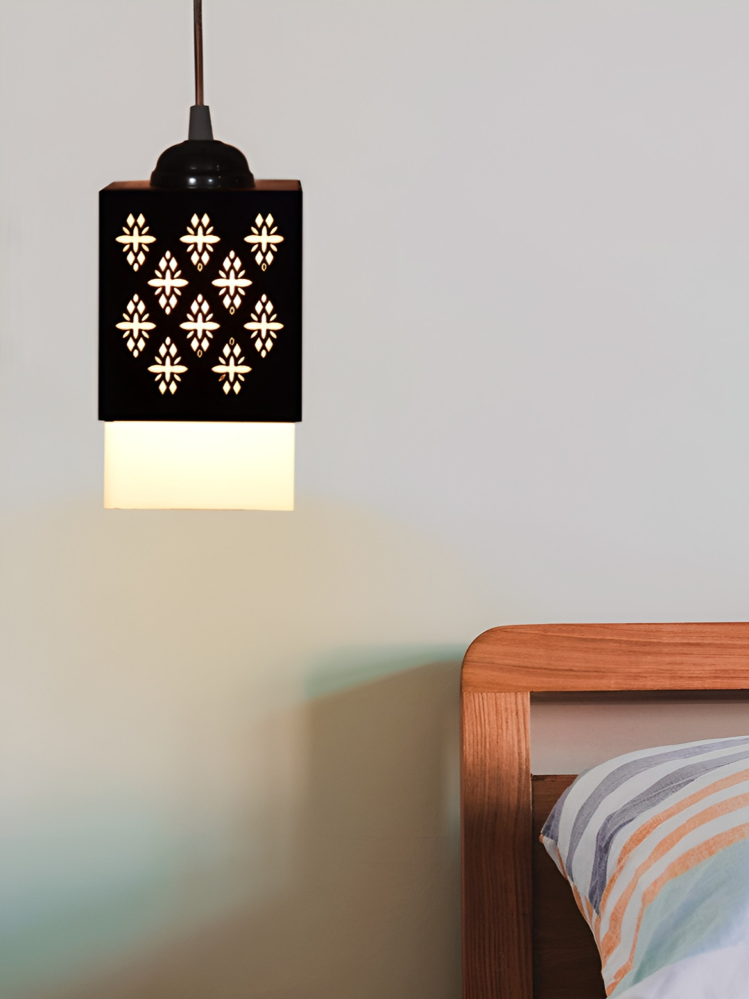 

Gojeeva Black Wood Square Shaped Wall Lamp