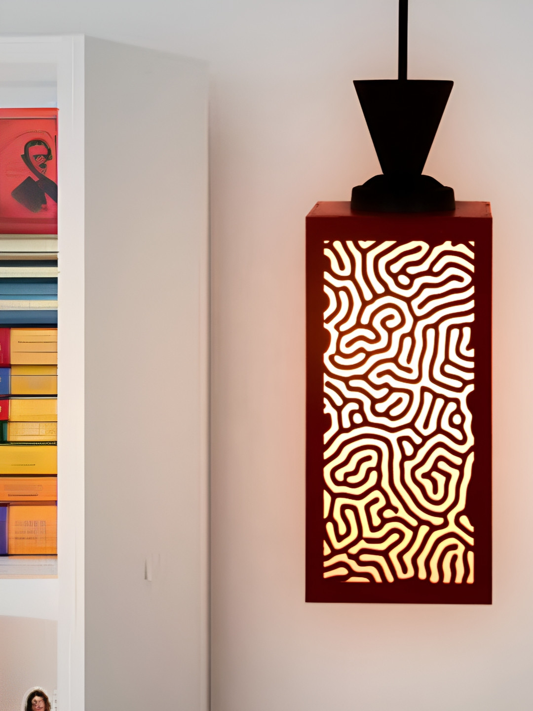 

Gojeeva Red & White Wooden Textured Square Shaped Ceiling Lamps