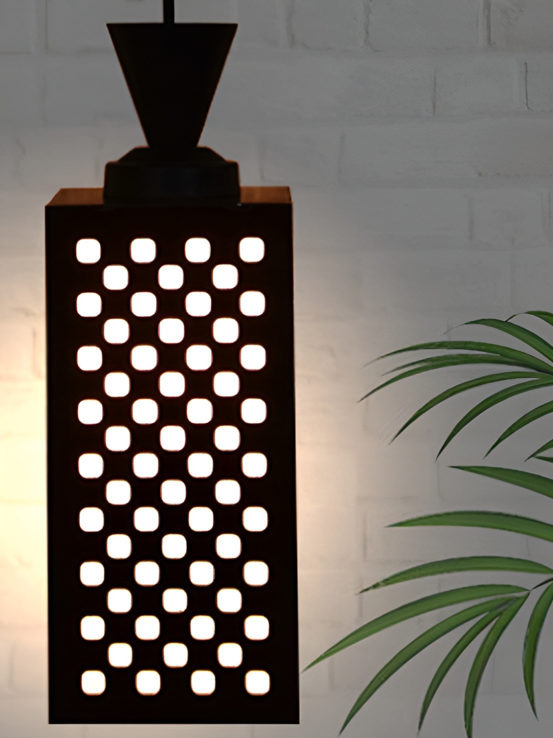 

Gojeeva Black & White Textured Rectangle Shaped Contemporary Wooden Hanging Wall Lamp