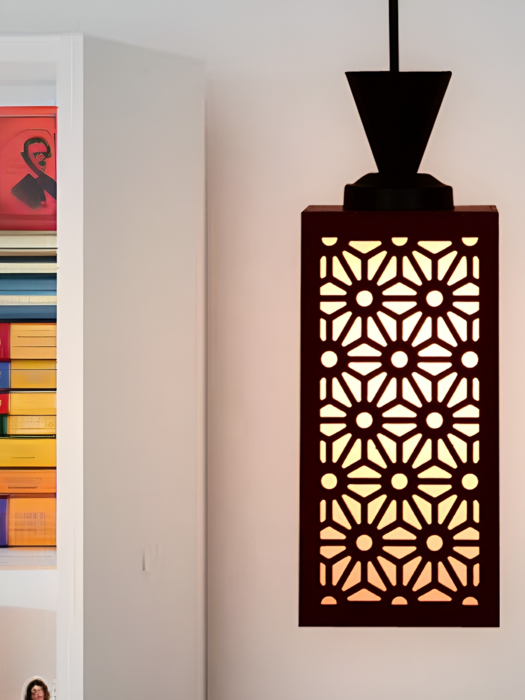 

Gojeeva Red and White Wooden Textured Rectangle Shaped Contemporary Wall Lamp