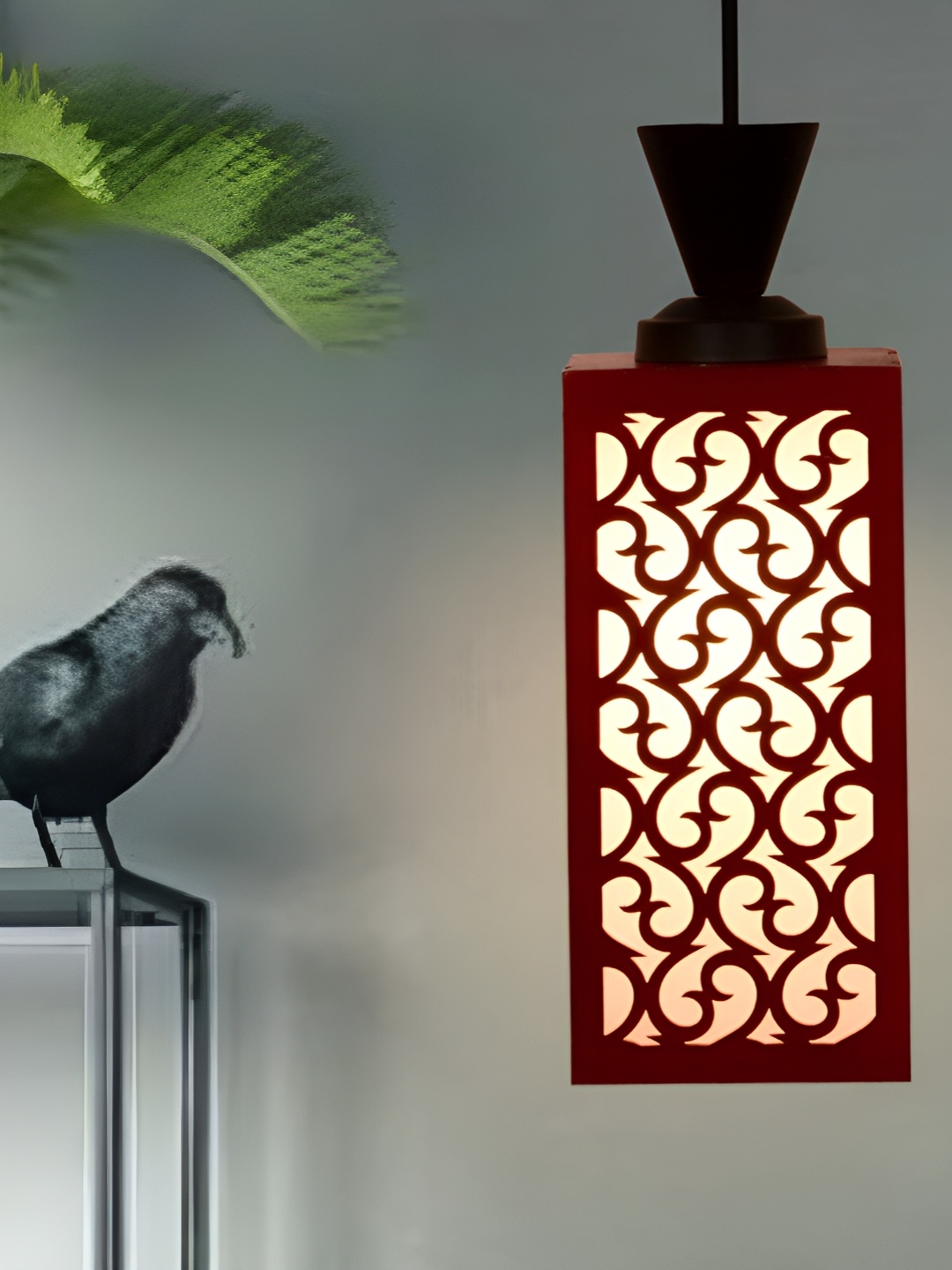 

Gojeeva Red and White Wooden Textured Rectangle Shaped Contemporary Wall Lamp