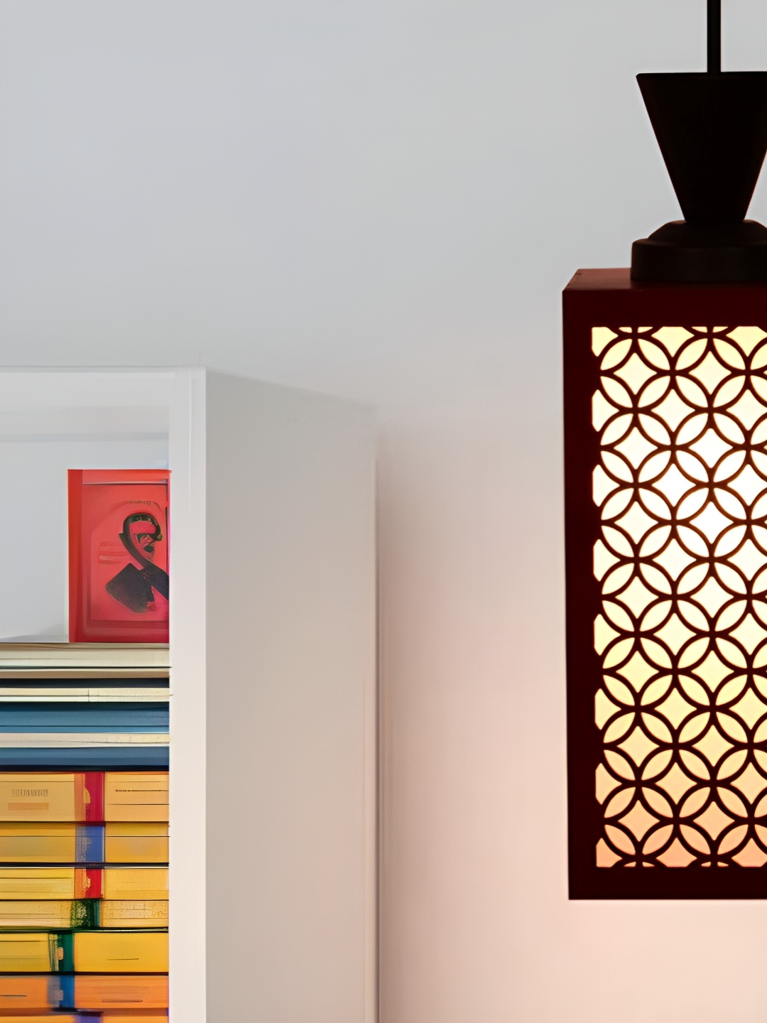 

Gojeeva Red and White Wooden Textured Rectangle Shaped Contemporary Wall Lamp