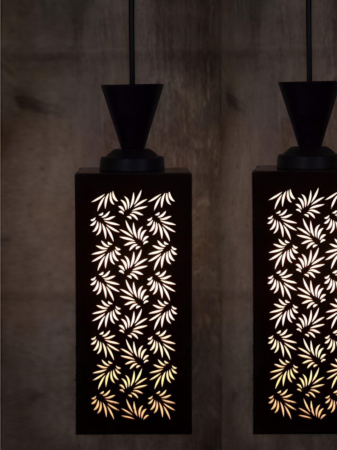 

Gojeeva Black & White 2 Pieces Textured Wooden Square Shaped Contemporary Ceiling Lamps