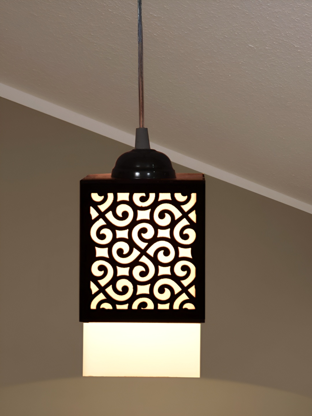 

Gojeeva Zup Black & White Textured Wooden Square Shaped Contemporary Ceiling Lamp