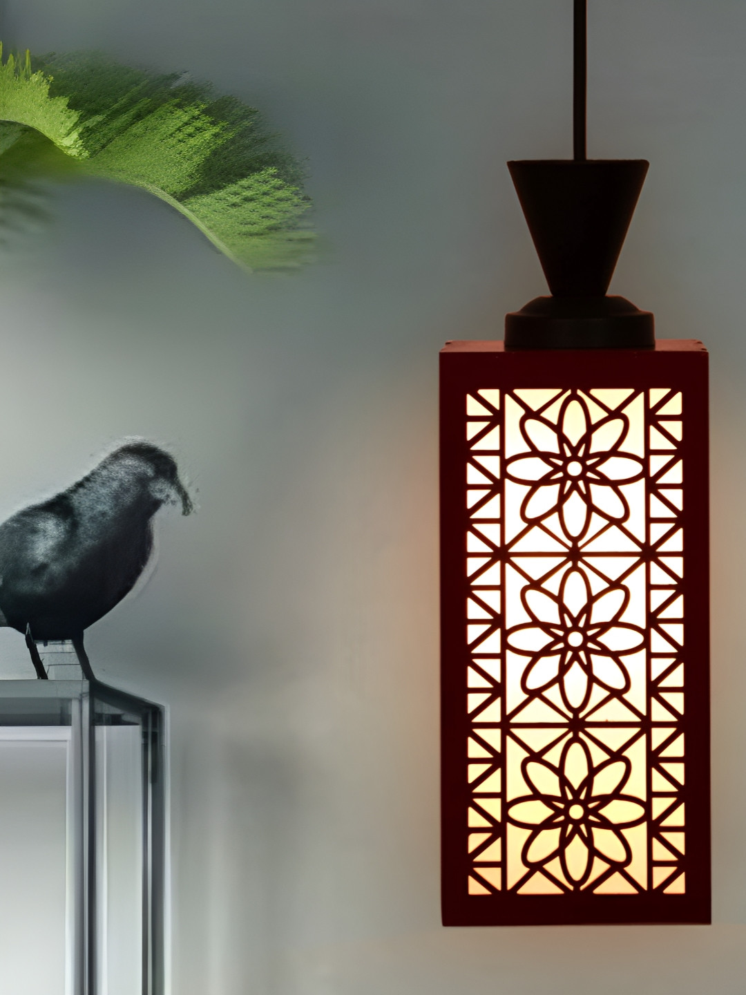 

Gojeeva Red Wood Square Shaped Wall Lamp
