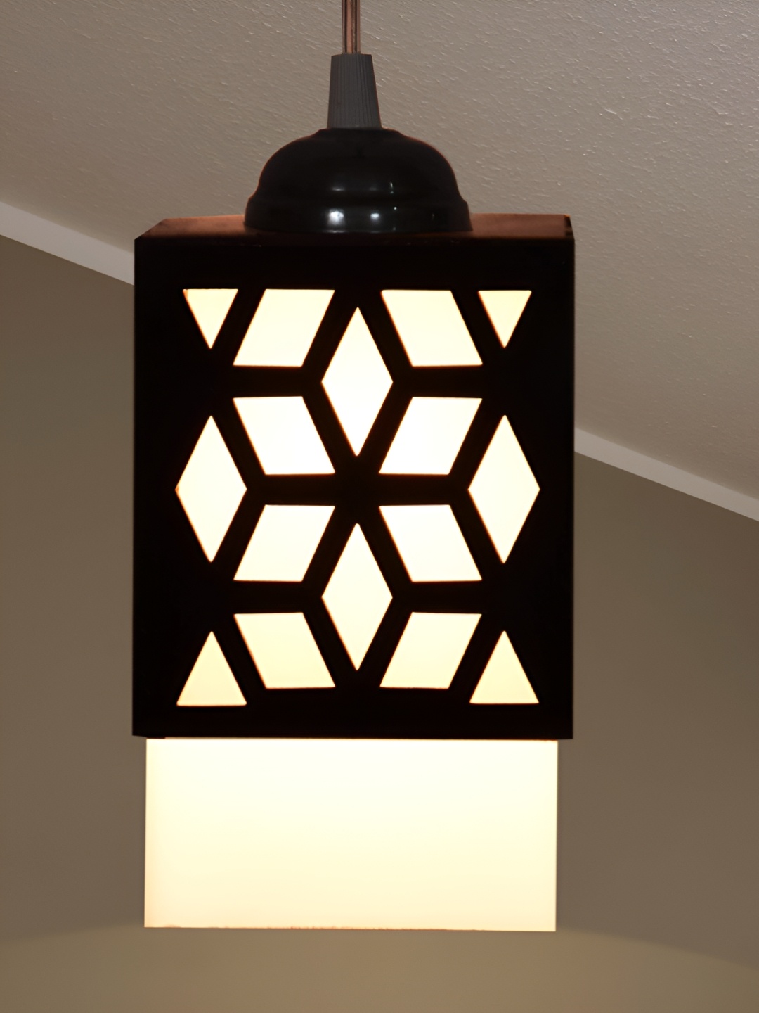 

Gojeeva Black & White Textured Square Shaped Wooden Hanging Wall Lamp