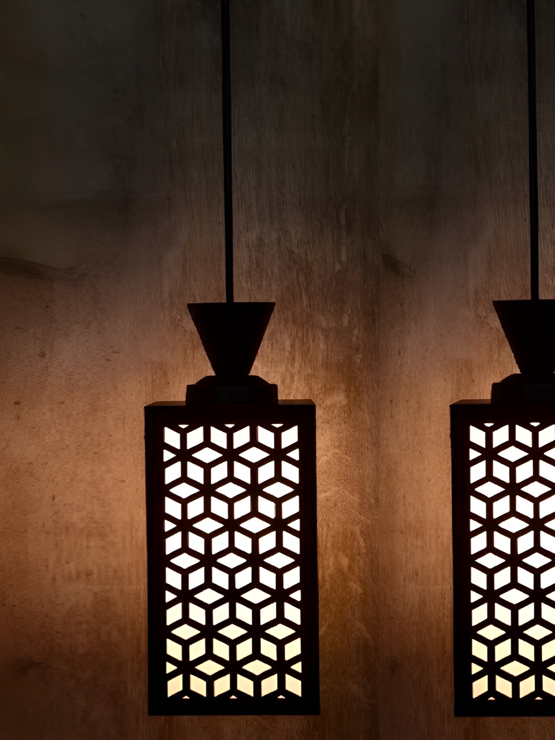 

Gojeeva Black and White 2 Pieces Wooden Textured Square Shaped Contemporary Wall Lamps
