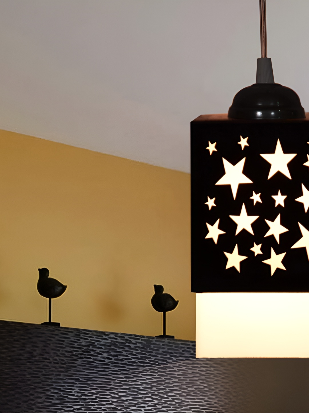 

Gojeeva Black & White Textured Wood Square Shaped Wall Lamp