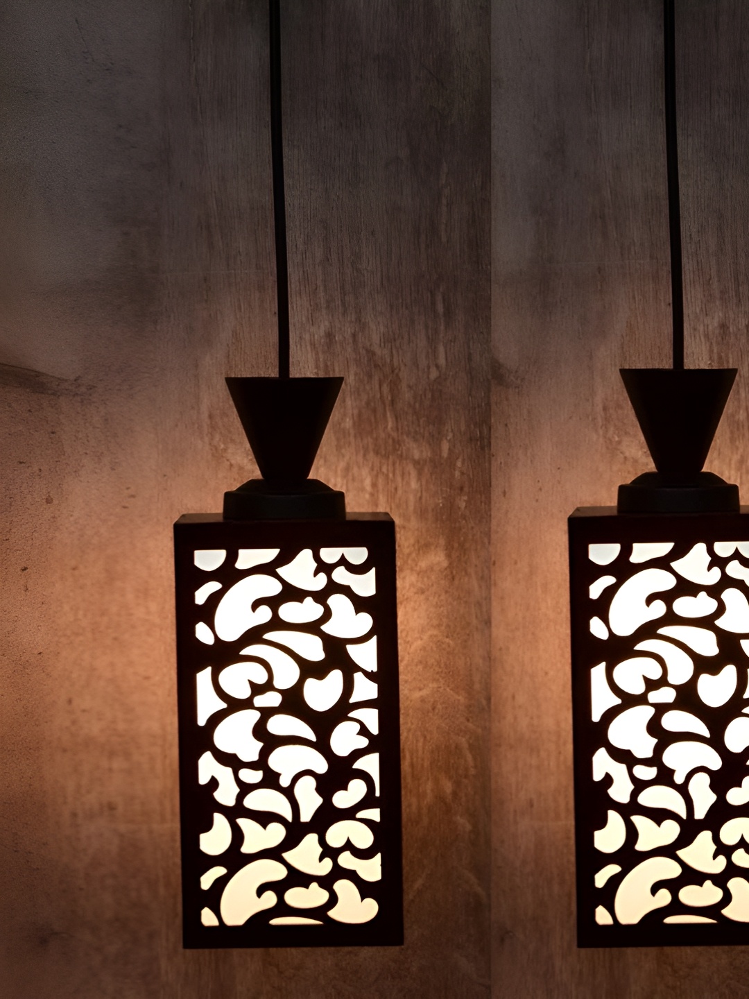 

Gojeeva Black 2 Pieces Wood Square Shaped Wall Lamp