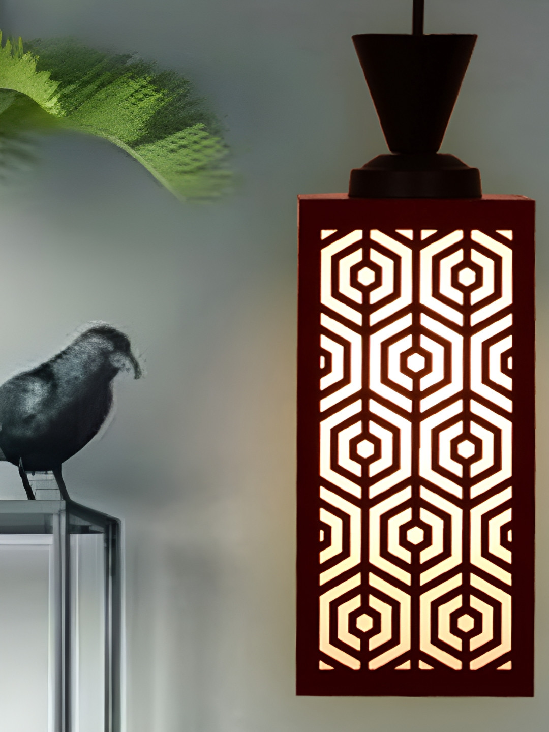 

Gojeeva Red & White Wooden Textured Square Shaped Ceiling Lamps