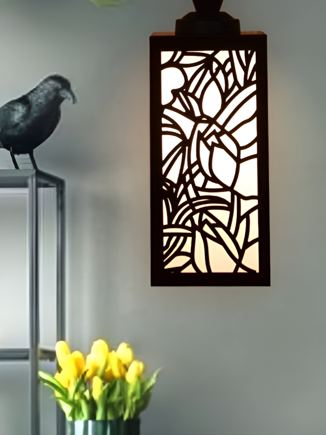 

Gojeeva Black and White Wooden Textured Rectangle Shaped Contemporary Wall Lamp