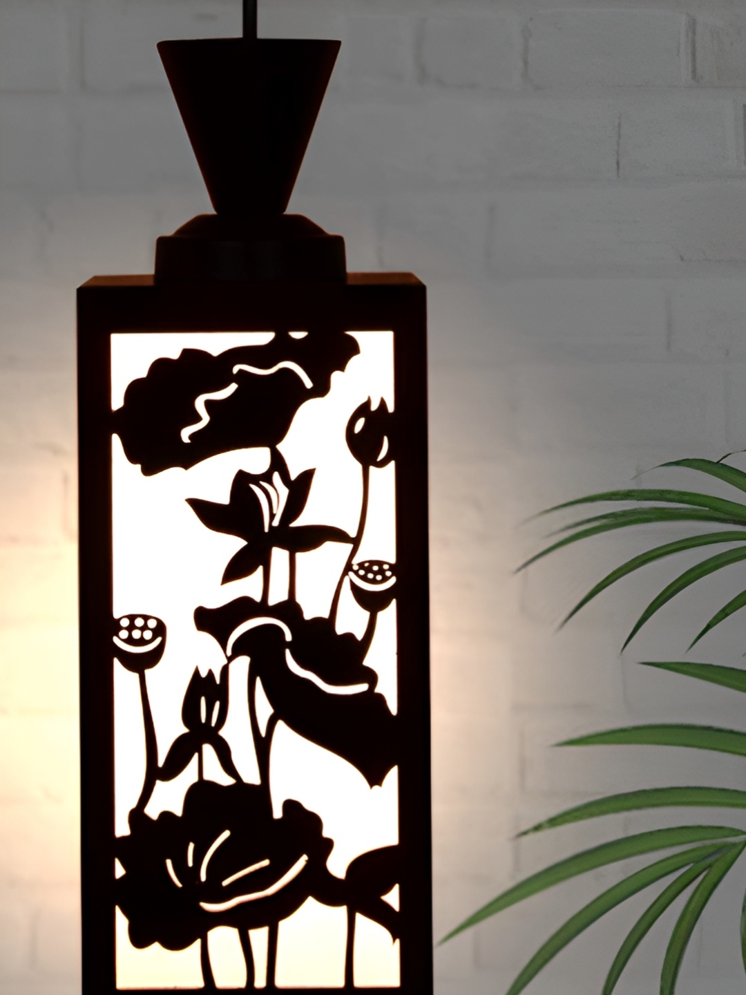 

Gojeeva Black & White Textured Wood Square Shaped Wall Lamp