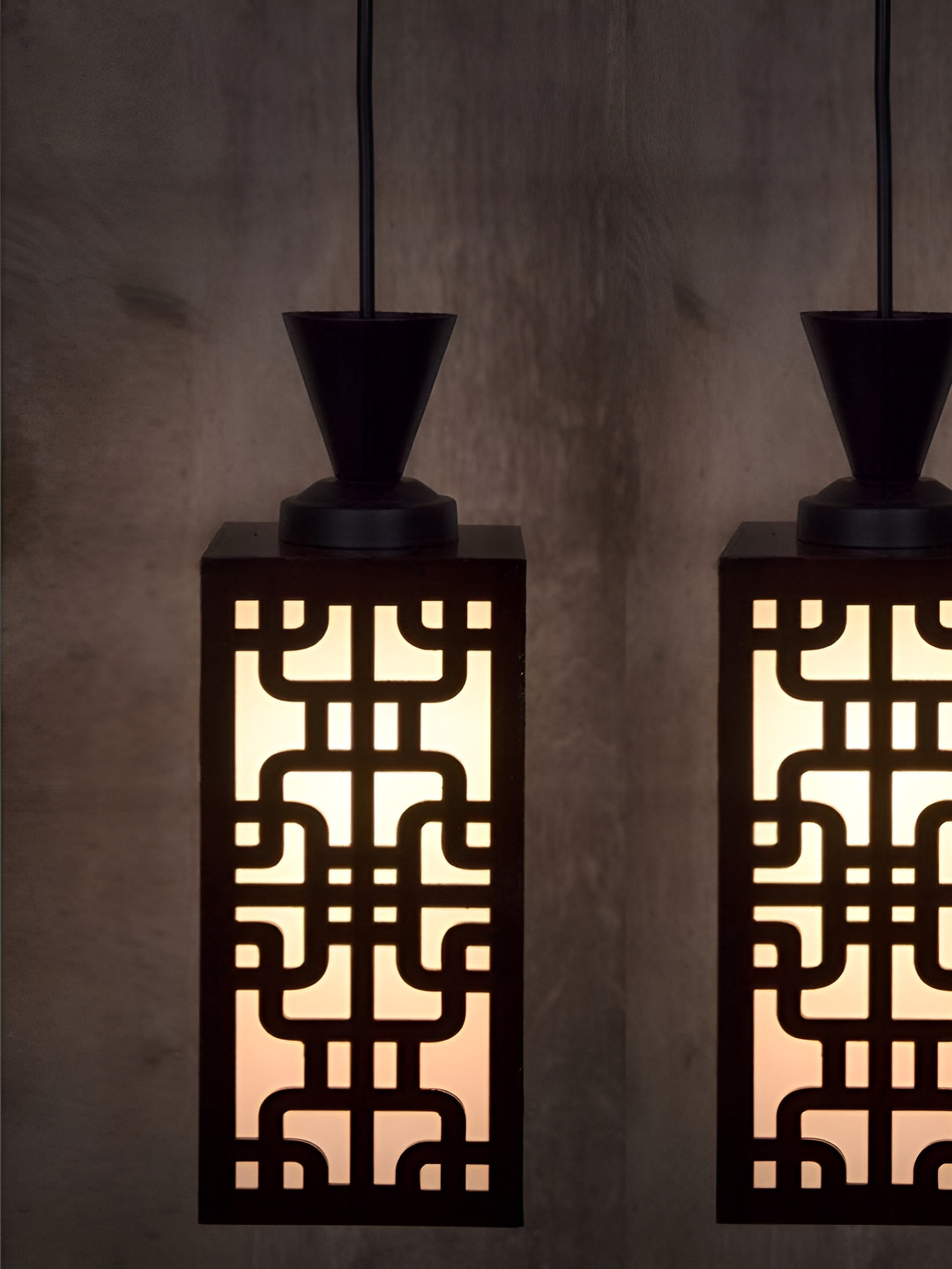 

Gojeeva Black & White 2 Pieces Wooden Rectangle Shaped Ceiling Lamps