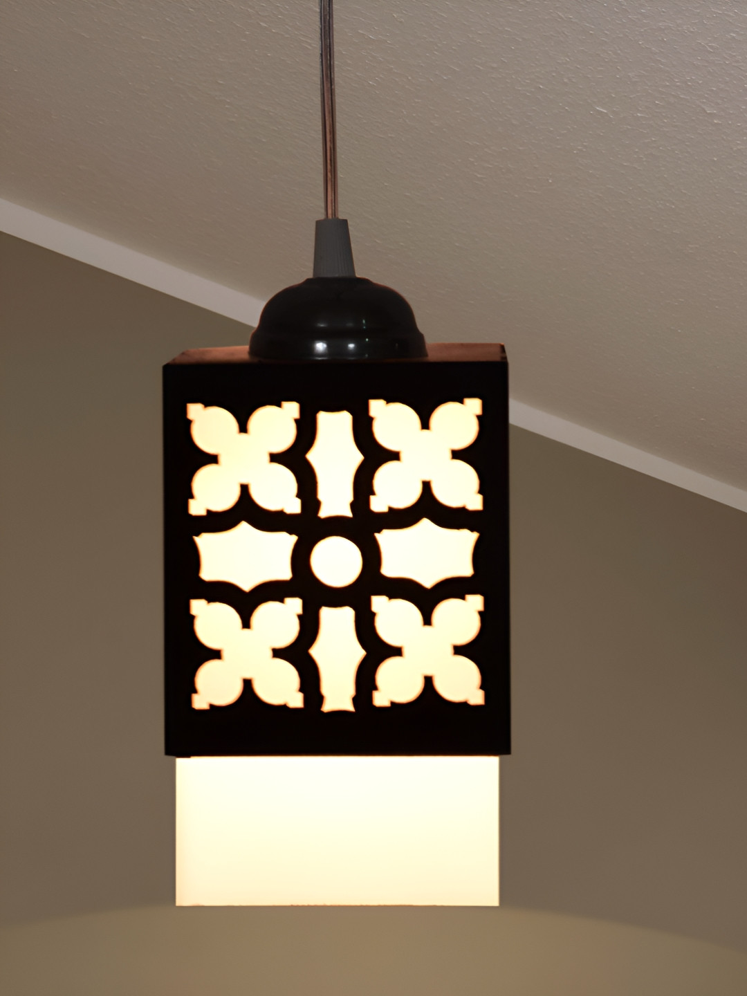 

Gojeeva Zup Black & White Textured Wooden Square Shaped Contemporary Ceiling Lamp