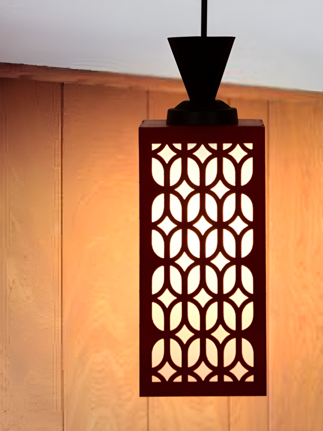 

Gojeeva Red & Black Textured Rectangle Shaped Contemporary Wooden Hanging Wall Lamp