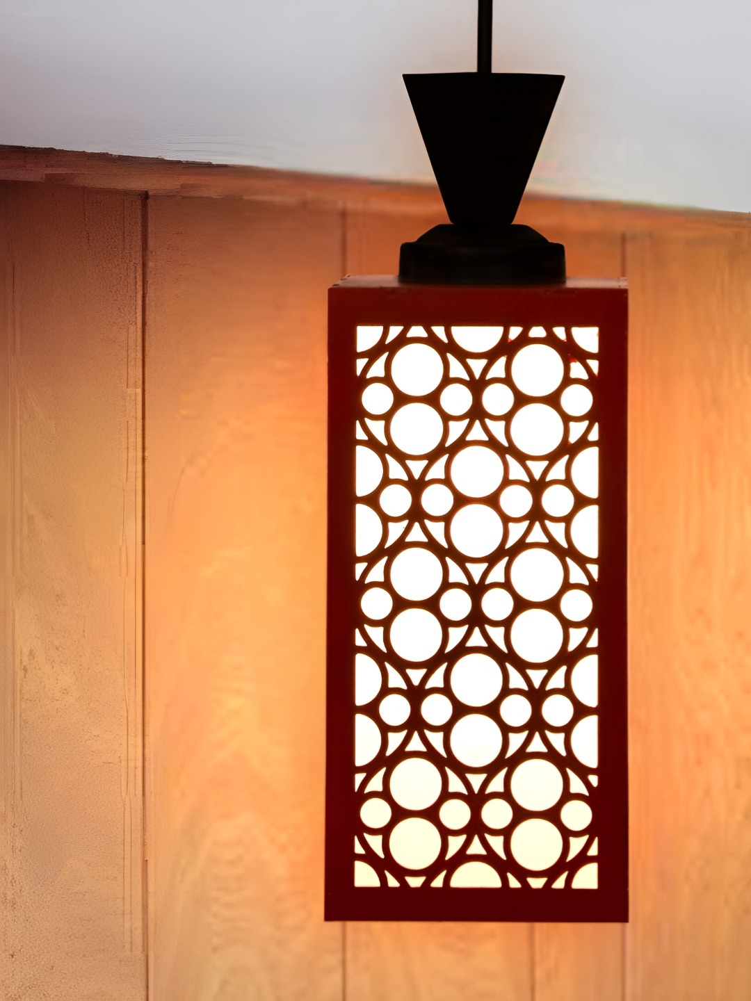 

Gojeeva Red and White Wooden Textured Contemporary Rectangle Shaped Wall Lamp